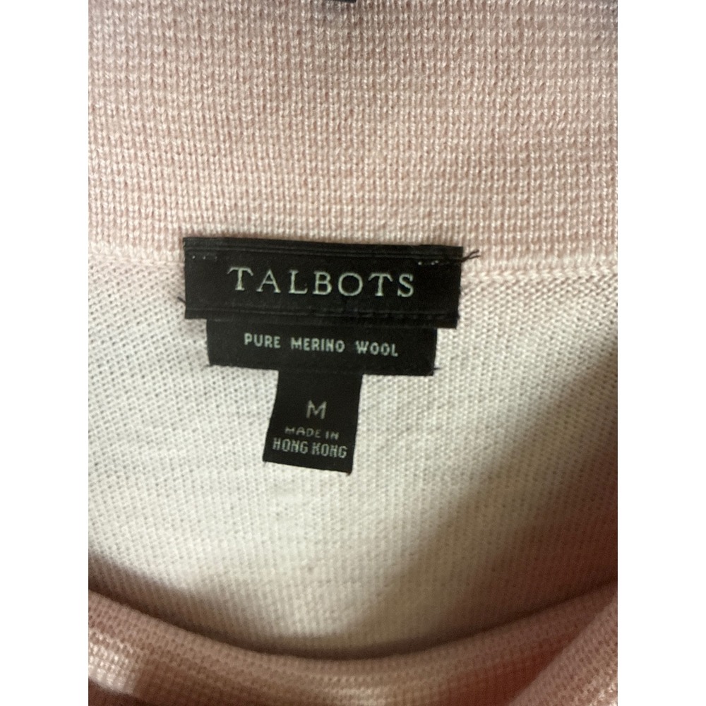 Talbots Womens Pink Pure Merino Wool Sweater Size M minimalist Chic Old money - Picture 5 of 8